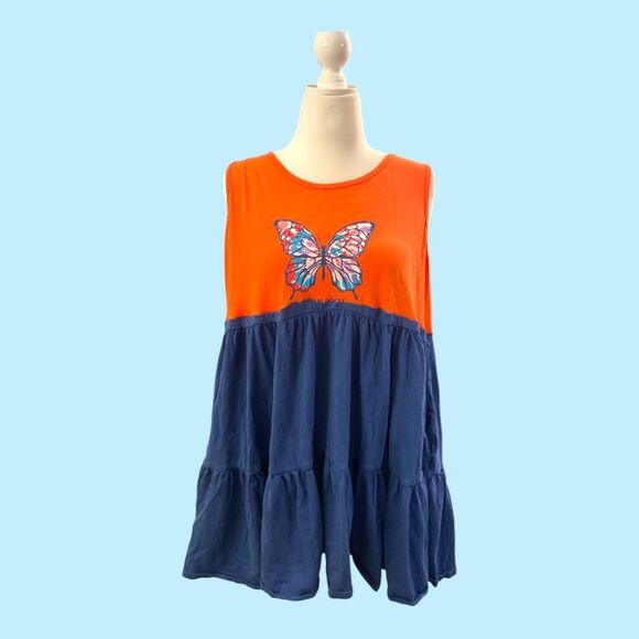 NWOT Life is Good Butterfly Upcycled reworked redone XL x-large tank dress - Picture 1 of 1